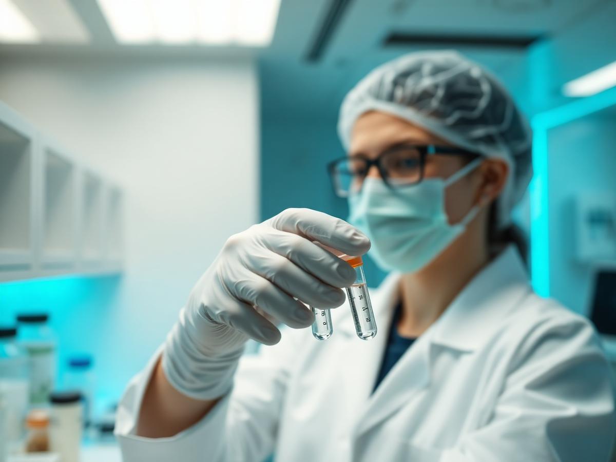 Laboratory technician processing diagnostic samples in a clinical setting