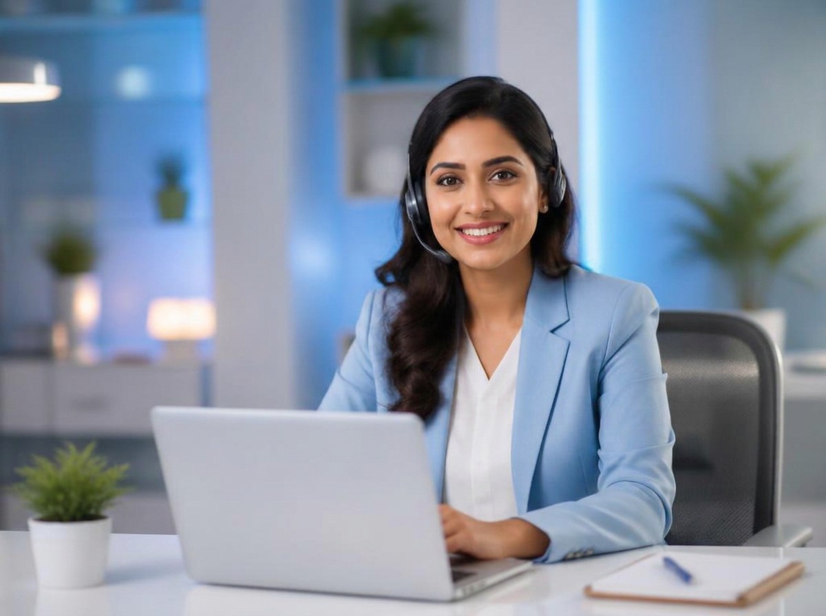 A Medlord healthcare coordinator responding to enquiries at a laptop