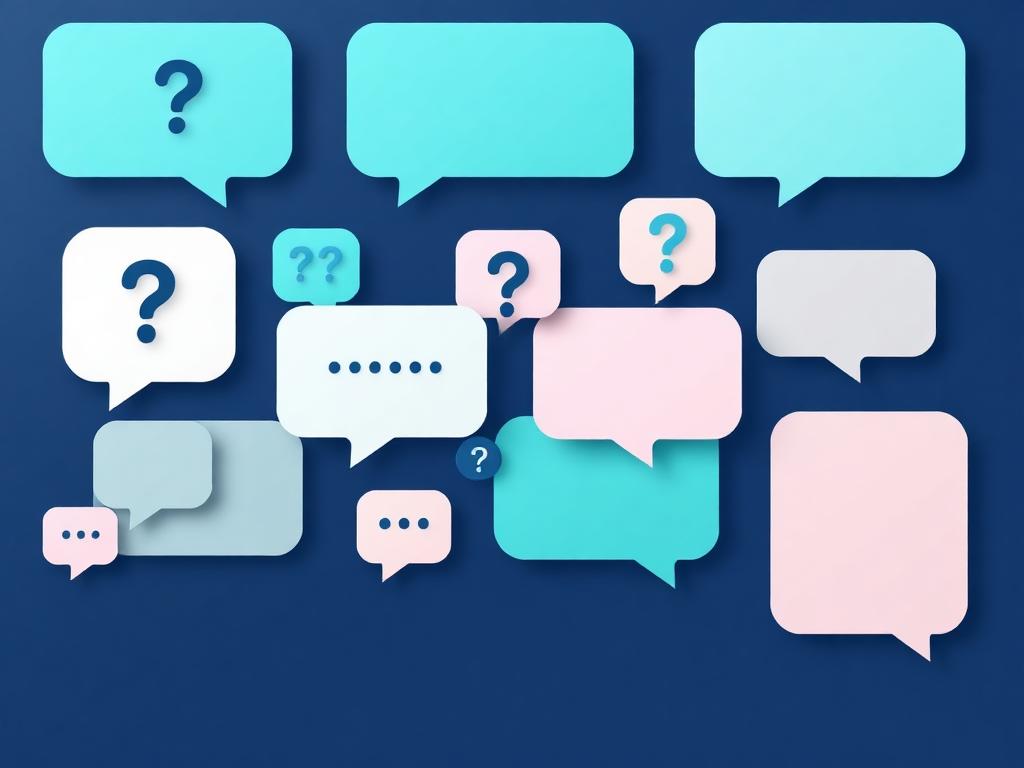 Abstract graphic of question and answer conversation bubbles in Medlord blue and cyan